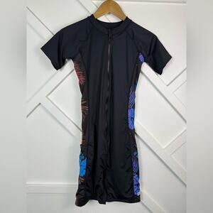 TomboyX Swim 6" Unisuit Unisex Rash Guard One Piece Swimsuit Size XS  Black